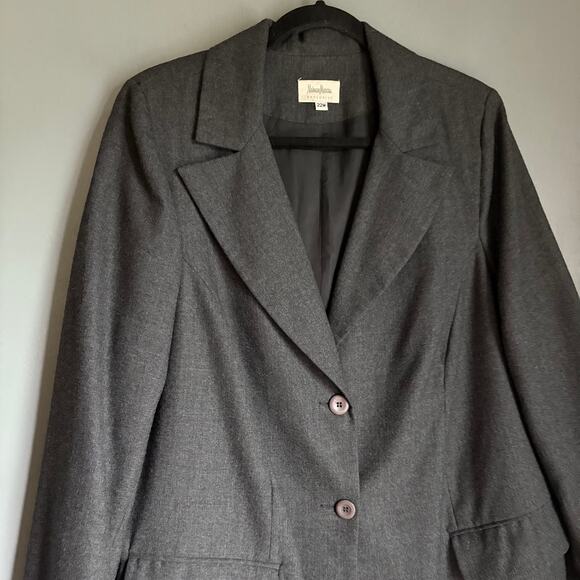 Vintage NEIMAN MARCUS Women's 22W Dark Grey Wool Blazer Classic Plus Career - Picture 2 of 10